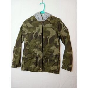 Abercrombie Kids Jacket Girls 13/14 Camo Green Hooded Utility Parka Cotton‎ Army